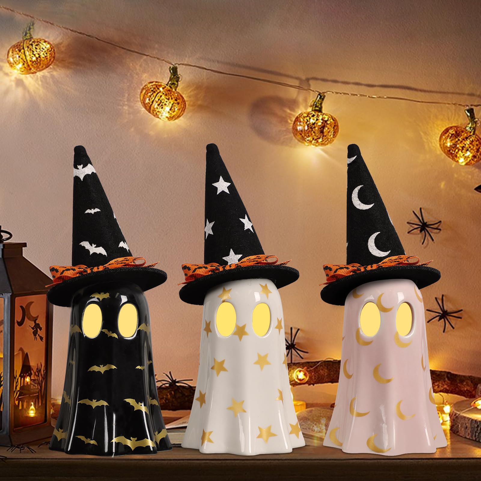 KLASH GHOST HATER セット売り Amazon.com: DAZONGE Halloween Decor Indoor, Set of 3 Ceramic
